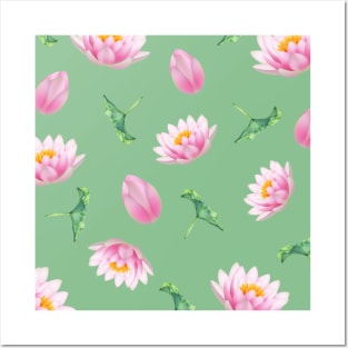 Hong Kong Lotus Pastel Green  - Yoga Calm Vibe Posters and Art